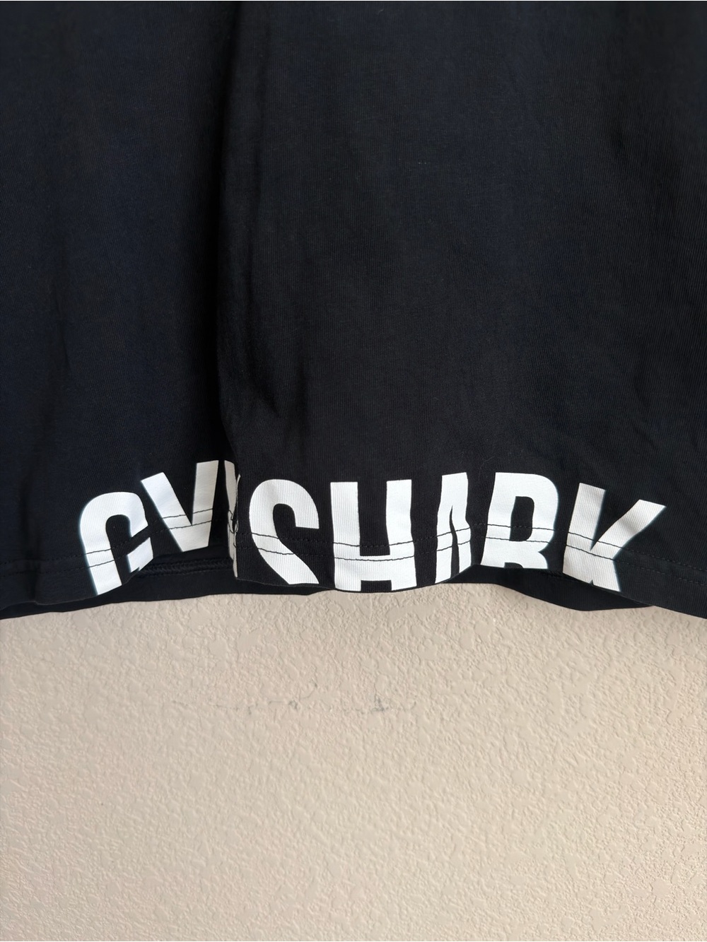 Gymshark Fraction Crop Top Medium Black Cotton Boxy Logo Workout Athleisure Tee - Picture 7 of 14